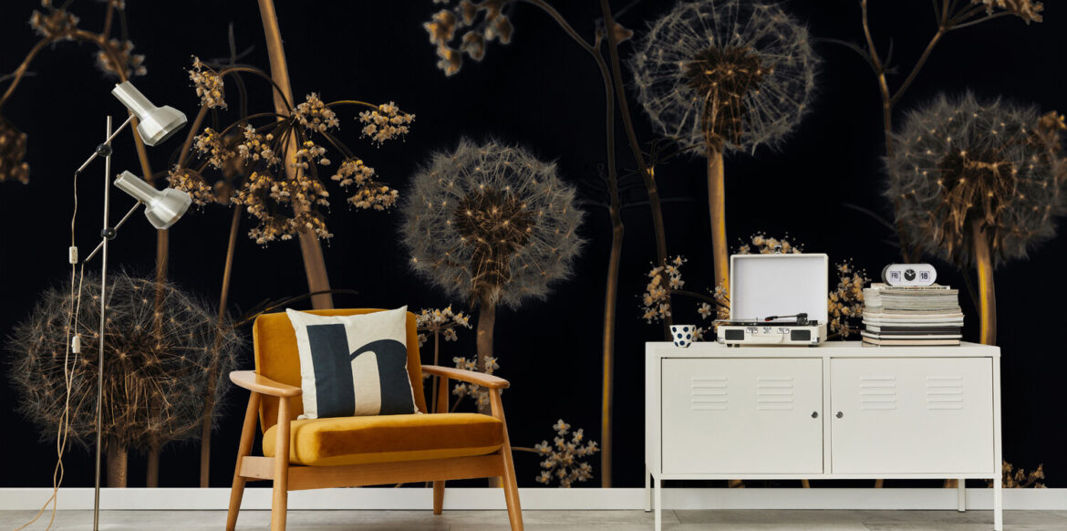 Fotobehang in woonkamer